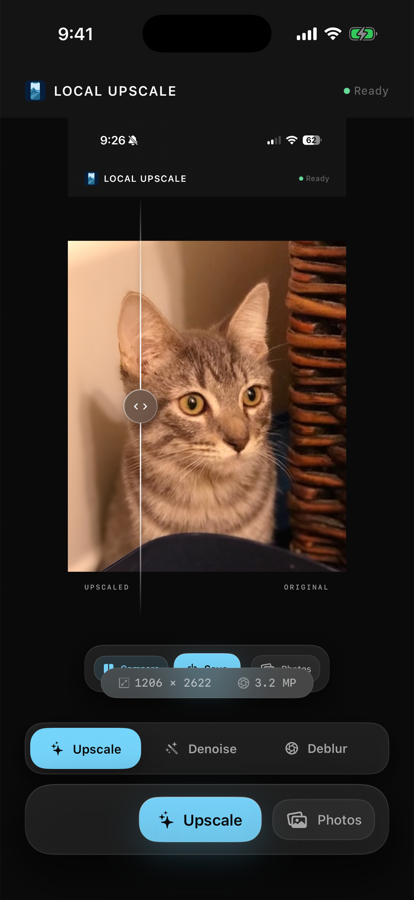 Local Upscale enhancement modes on iPhone